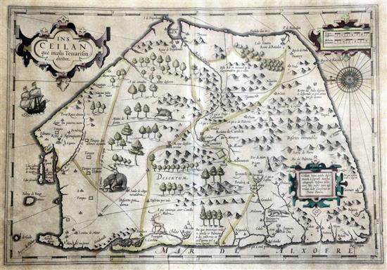 Mercator & Hondius Maps of China and Ceilan que incolis Tenarisin dictur.. overall 17.5 x 21.5in.